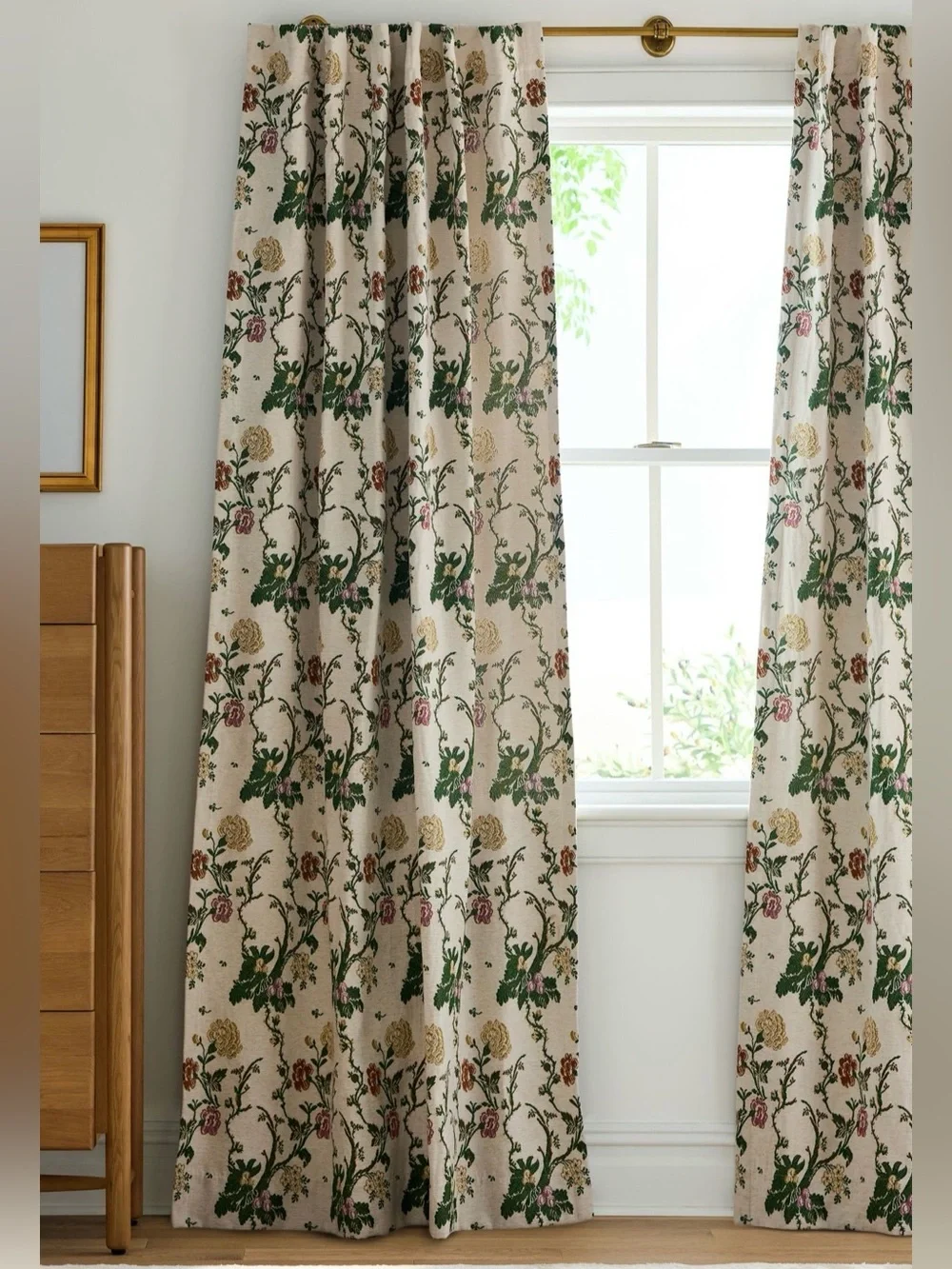 Anthropologie Jensine Floral Woven Jacquard Curtains, Set of 2 Panels, 50x84